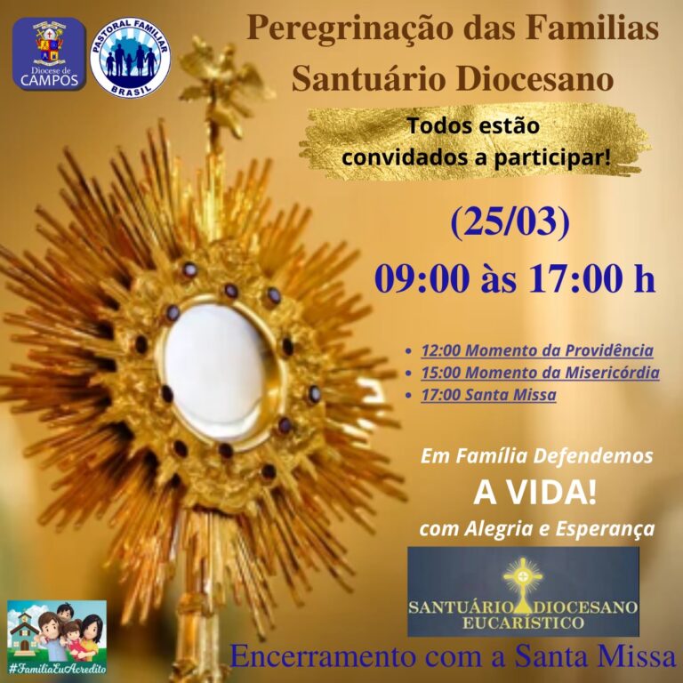 Pastoral Familiar promove a 1ª Peregrinação ao Santuário Diocesano Eucarístico